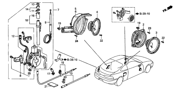 1994 Acura Integra Motor Antenna Assembly Diagram for 39150-ST7-A02