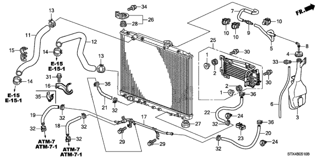 2007 Acura MDX Transmission Cooler Hose Feed Line Diagram for 25214-RYE-006