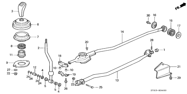 1997 Acura Integra 4 Door GS-R KA 5MT Shift Lever Diagram