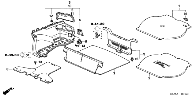 2006 Acura RSX Trunk Lining Diagram