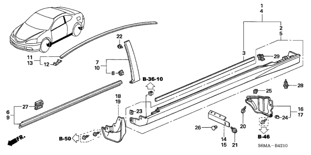 2006 Acura RSX 3 Door BASE KA 5MT Molding - Side Sill Garnish Diagram