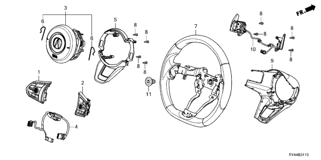 2022 Acura MDX Steering Wheel (Deep Black) Diagram for 78502-TGV-A04ZA