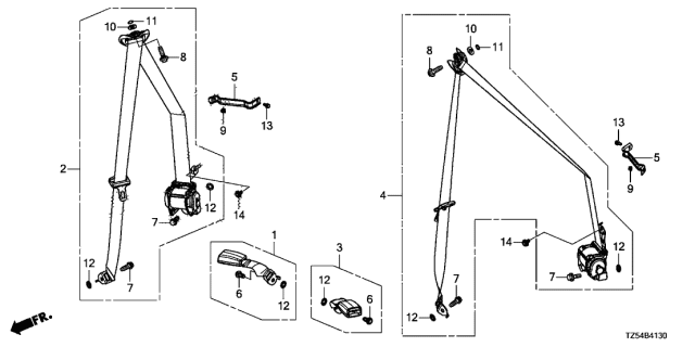 2016 Acura MDX Seat Belts (Rear) Diagram