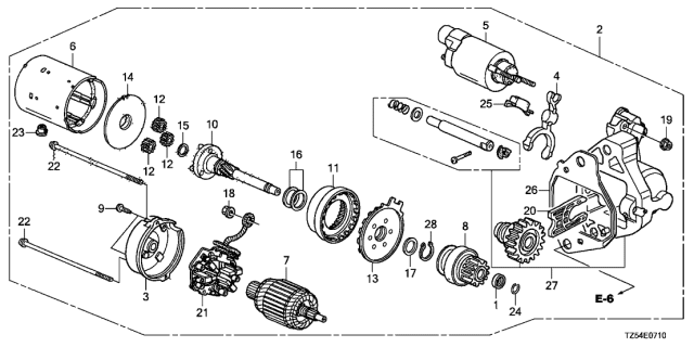 2015 Acura MDX 5 Door TECH (ENTERTAINMENT) KA 6AT Starter Motor (DENSO) Diagram