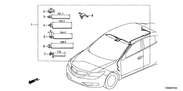 2014 Acura ILX Hybrid Cord Sunroof . Diagram for 32156-TX6-X00