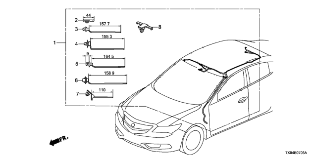 2013 Acura ILX Hybrid Wire, Sunroof Diagram for 32156-TX8-A10