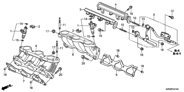 2013 Acura ZDX 5 Door ZDX KA 6AT Fuel Injector Diagram