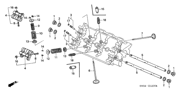 1996 Acura NSX 2 Door NSX-T KA 4AT Valve - Rocker Arm (Front) Diagram