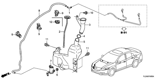 2013 Acura TSX 4 Door TSX V6 KA 5AT Windshield Washer Diagram
