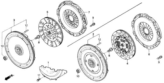 1994 Acura Legend 2 Door LS KA 6MT MT Clutch - Flywheel Diagram