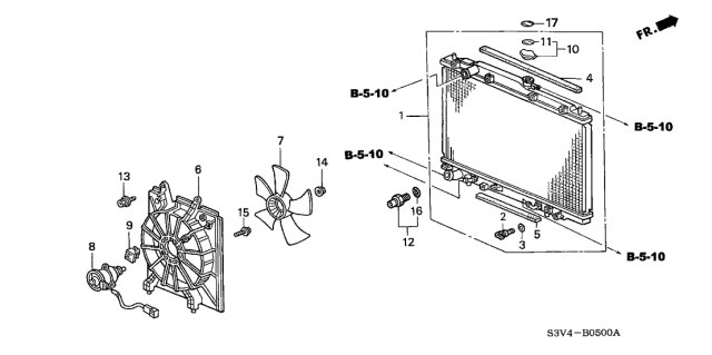 2006 Acura MDX Radiator Diagram for 19010-RDJ-A52