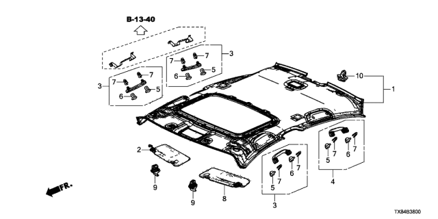 2013 Acura ILX Hybrid Driver Side Sunvisor Assembly (Gray) (Mirror) Diagram for 83280-TX6-A81ZB