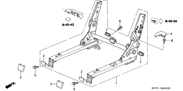 2004 Acura MDX 5 Door TOUR (PKG-NAV RES) KA 5AT Middle Seat Components Diagram 1