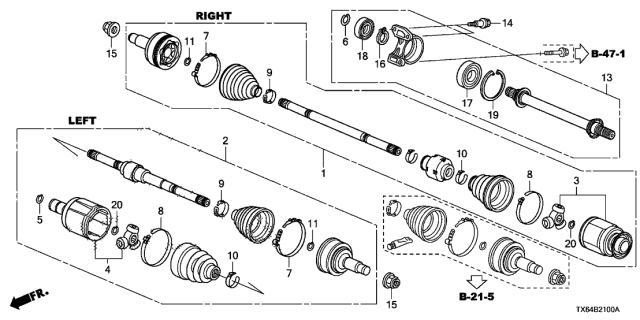 2014 Acura ILX Driveshaft - Half Shaft Diagram