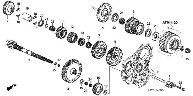 2002 Acura MDX Gear, Parking Diagram for 23427-PGH-000