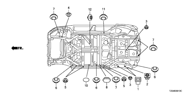 2016 Acura MDX Grommet Diagram 4