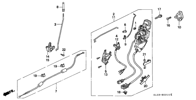 1997 Acura NSX 2 Door NSX-T KA 6MT Front Door Locks Diagram