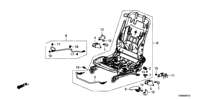 2013 Acura ILX 4 Door 20BASE KA 5AT Front Seat Components Diagram 1
