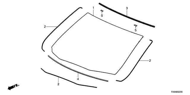 2017 Acura RDX Front Windshield Glass Set Diagram for 73111-TX4-A04