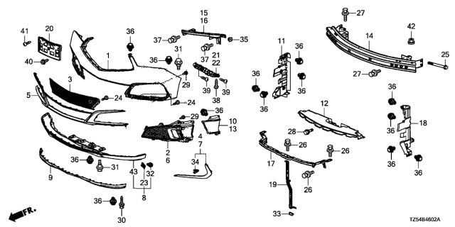 2020 Acura MDX Front Bumper Fog Garnish Right Diagram for 71102-TYS-A00