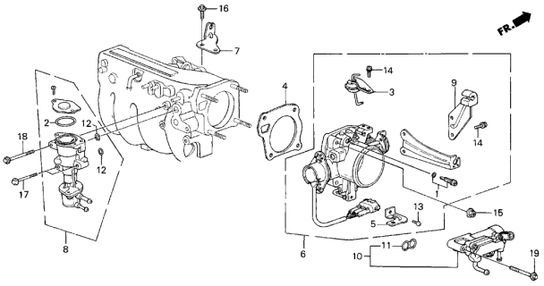 1987 Acura Integra Throttle Body Gasket Diagram for 16176-PH3-000