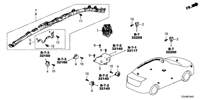 2021 Acura TLX Clock Spring Assembly Diagram for 77900-TGV-D72