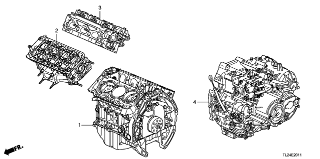 2011 Acura TSX Engine Assy. - Transmission Assy. (V6) Diagram