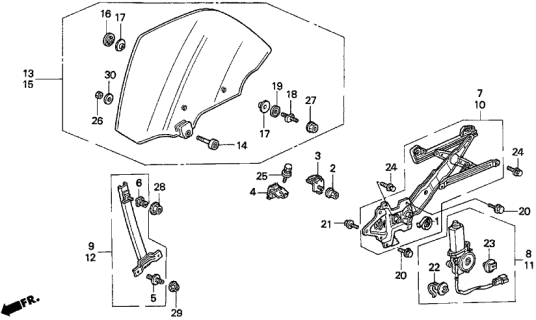 1998 Acura TL Rear Door Windows Diagram