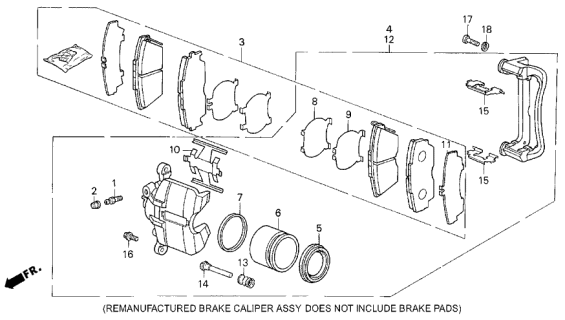 1989 Acura Legend Driver Side Caliper Assembly (17Cl-15Vn) (Nissin) Diagram for 45230-SG0-G02