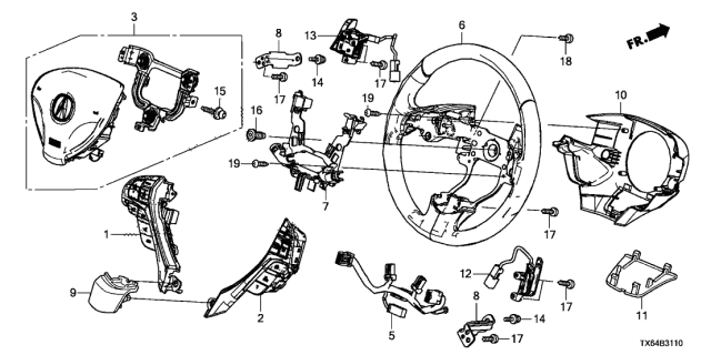 2013 Acura ILX Sub-Wire, Cable Reel Diagram for 77901-TX6-A00