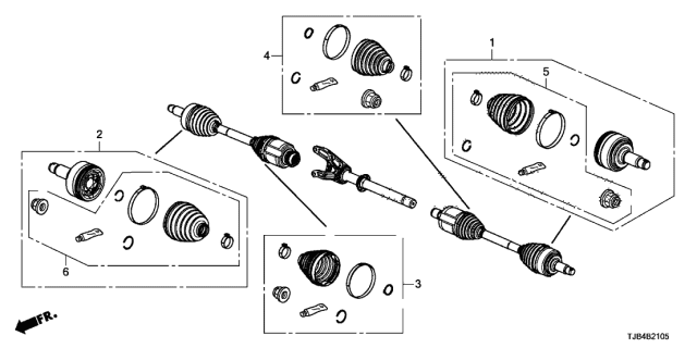 2019 Acura RDX Front Driveshaft Set Short Parts Diagram