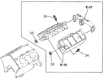 1996 Acura SLX 4 Door 4LS (PREMIUM) KA 4AT Cylinder Block Valve Diagram