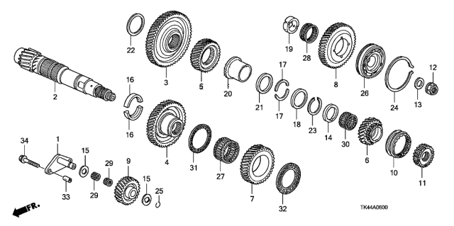 2009 Acura TL Flange Nut (24Mm) (Left Hand Thread) Diagram for 90201-PRP-000