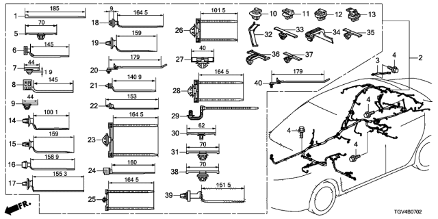 2021 Acura TLX Wire Harness, Passenger Side Diagram for 32140-TGV-A30