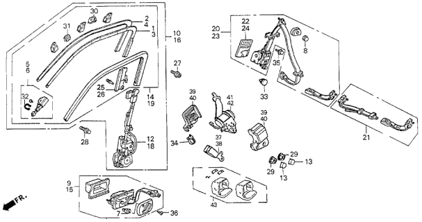 1993 Acura Integra 3 Door GSL (LEATHER) KL 5MT Seat Belts Diagram