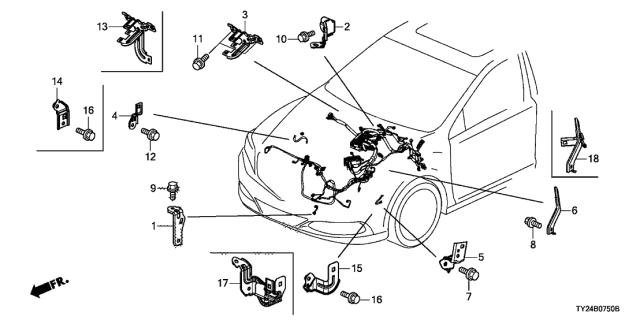 2014 Acura RLX 4 Door ADV (HYBRID) KA DCT Wire Harness Bracket Diagram