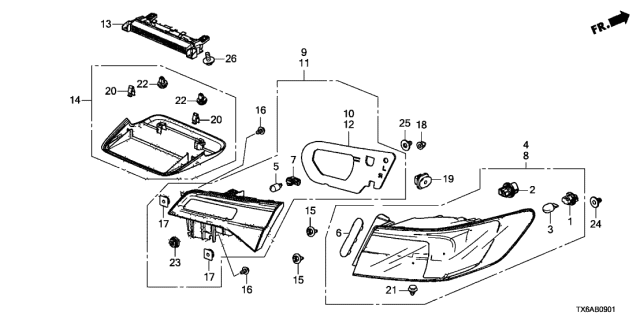 2018 Acura ILX 4 Door 24TECH (PLUS A-SPEC) KA DCT Taillight Diagram