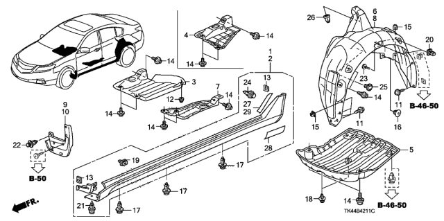 2011 Acura TL Side Sill Garnish Diagram