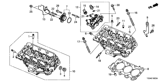 2020 Acura MDX Cylinder Head Assembly , Rear Diagram for 12300-5G5-305