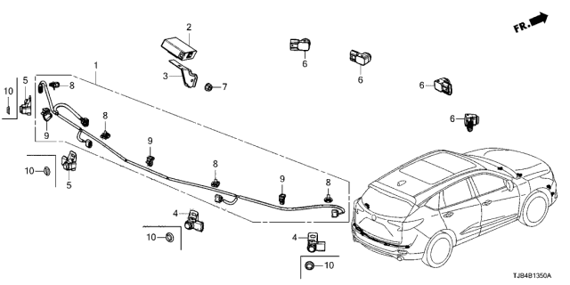 2021 Acura RDX 5 Door ADV KA XAT Parking Sensor Diagram