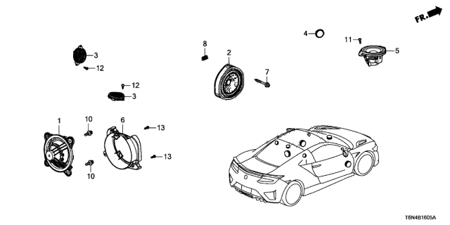 2020 Acura NSX Bracket, Woofer Seal Diagram for 39125-T6N-A01