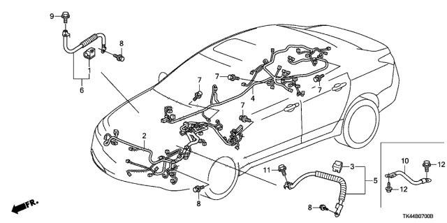 2011 Acura TL Sub-Ground Cable Assembly Diagram for 32610-TA0-A00