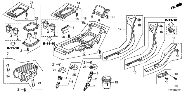 2012 Acura TL Center Console-Cup Holder Assembly (Premium Black) Diagram for 77230-TK4-A21ZA