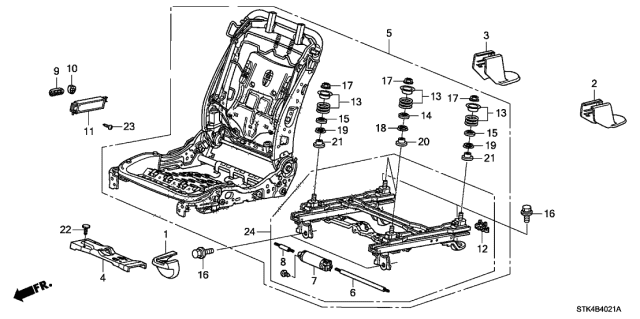 2010 Acura RDX 5 Door TECH KA 5AT Front Seat Components Diagram 2