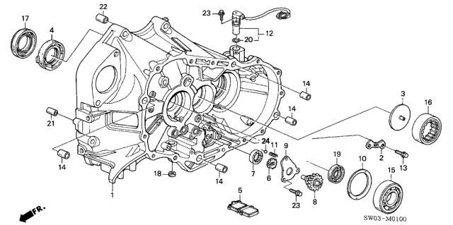 2001 Acura NSX 2 Door NSX-T KA 6MT MT Clutch Housing Diagram