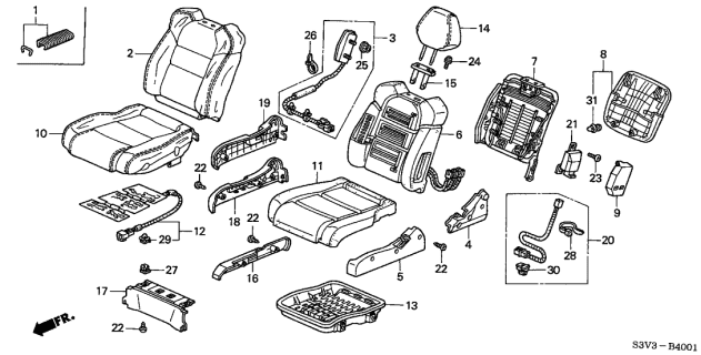 2006 Acura MDX Front Seat Diagram 2