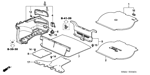 2005 Acura RSX Extension Bolt Diagram for 91854-S6M-A10