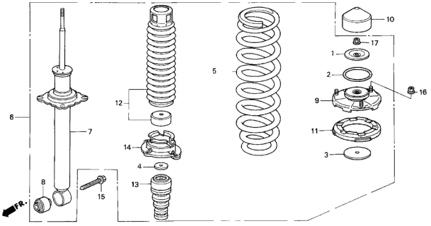 1994 Acura Legend 2 Door LS KA 6MT Rear Shock Absorber Diagram