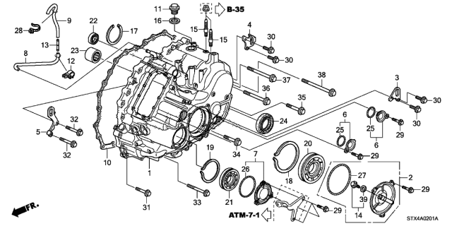 2010 Acura MDX AT Transmission Case Diagram