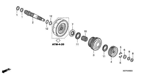 2008 Acura TL 4 Door BASE (NAVIGATION) KA 5AT AT Third Shaft Diagram